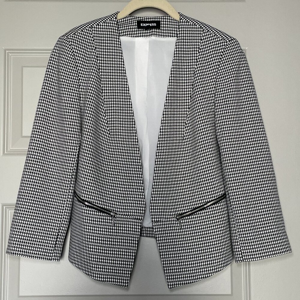Express Houndstooth Cutaway Blazer Jacket